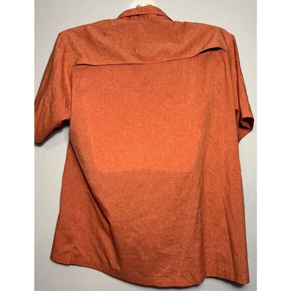 Men's short sleeve Orange VENTED BUTTON UP POCKETS QUICK DRY Camp shirt SZ XL - Picture 4 of 10
